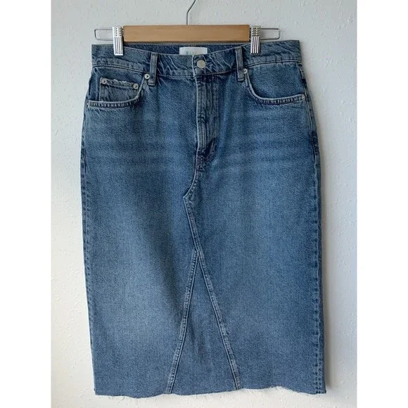 Rails Light Blue Denim Midi Skirt - Picture 4 of 9